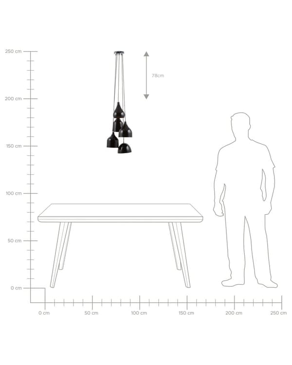 Hængende Loftlampe Sort metal Moderne Stil