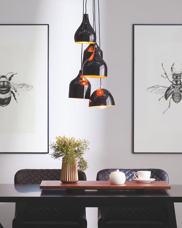 Hængende Loftlampe Sort metal Moderne Stil