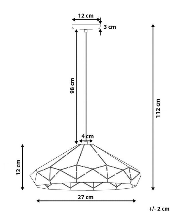 Loftlampe Hvidt Metal 112 cm med en Gennembrudt Geometrisk Lampeskærm
