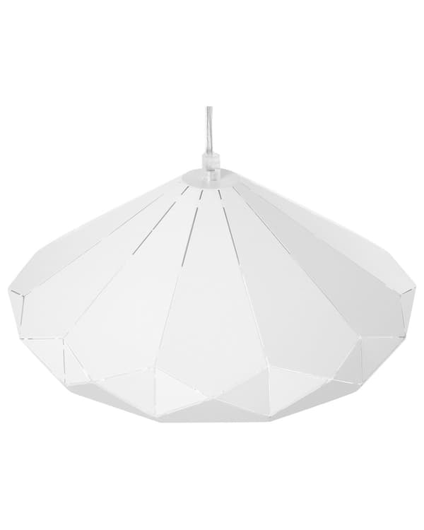 Loftlampe Hvidt Metal 112 cm med en Gennembrudt Geometrisk Lampeskærm