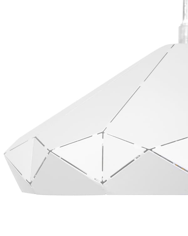 Loftlampe Hvidt Metal 112 cm med en Gennembrudt Geometrisk Lampeskærm