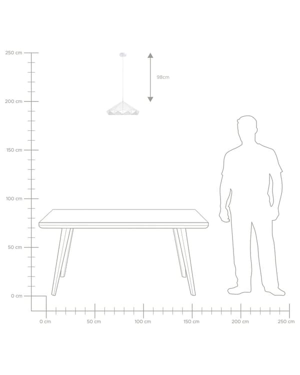 Loftlampe Hvidt Metal 112 cm med en Gennembrudt Geometrisk Lampeskærm