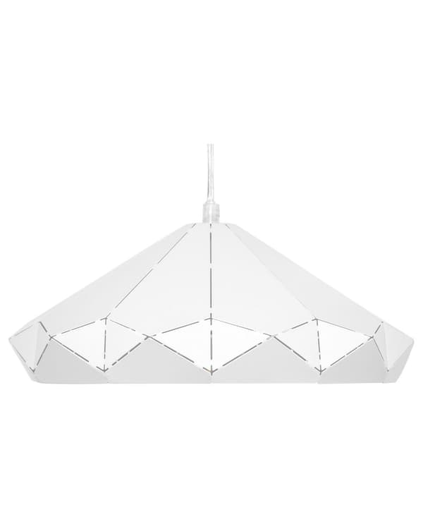 Loftlampe Hvidt Metal 112 cm med en Gennembrudt Geometrisk Lampeskærm