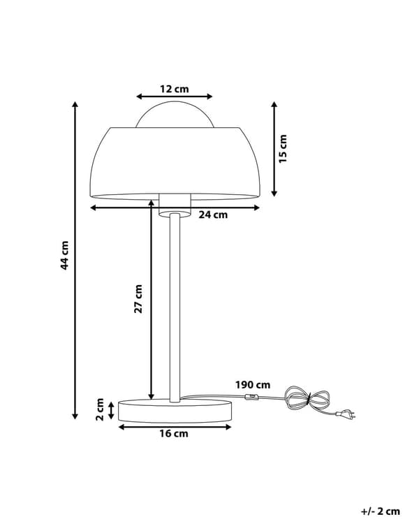 Bordlampe Sengelampe Lys Sort Metal Rund Kuppelskærm