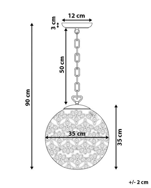 Loftslampe Sølv Metal 90 cm Pendel Blomsterskærm Krystaller Orientalsk Design