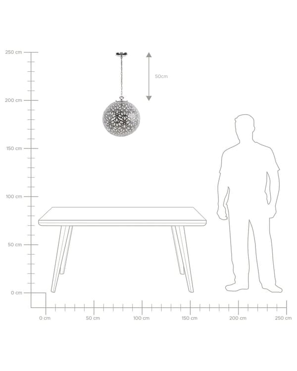 Loftslampe Sølv Metal 90 cm Pendel Blomsterskærm Krystaller Orientalsk Design