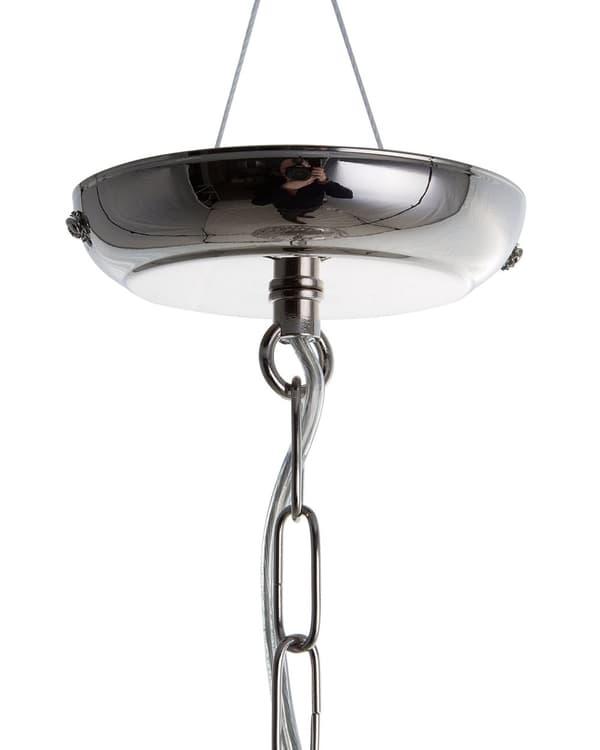 Loftslampe Sølv Metal 90 cm Pendel Blomsterskærm Krystaller Orientalsk Design