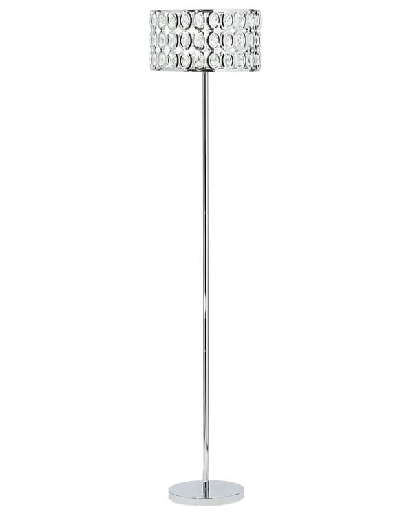 Gulvlampe Sølv Metal 160H cm Krystal Trommeskærm Moderne Stil