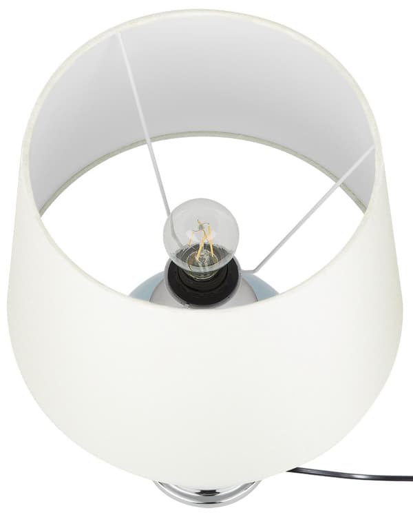 Bordlampe Blå Keramik Hvid Polybomuld 56 x 26 cm Lille Dekorativ Rund Skærm Oval Krop Retro Soveværelse Stue Indretning Tilbehør