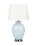 Miniatyrbillede 1 af 11: Bordlampe Blå Keramik Hvid Polybomuld 56 x 26 cm Lille Dekorativ Rund Skærm Oval Krop Retro Soveværelse Stue Indretning Tilbehør