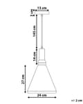 Miniatyrbillede 3 af 8: Pendel Lampe Mat Hvid Guld Aluminium ø 24 x 189 cm Dekorativ Hængelampe med Kegle formet Lampeskærm Industriel Spisebordslampe Moderne Køkken
