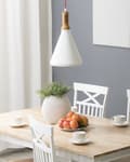 Miniatyrbillede 2 af 8: Pendel Lampe Mat Hvid Guld Aluminium ø 24 x 189 cm Dekorativ Hængelampe med Kegle formet Lampeskærm Industriel Spisebordslampe Moderne Køkken