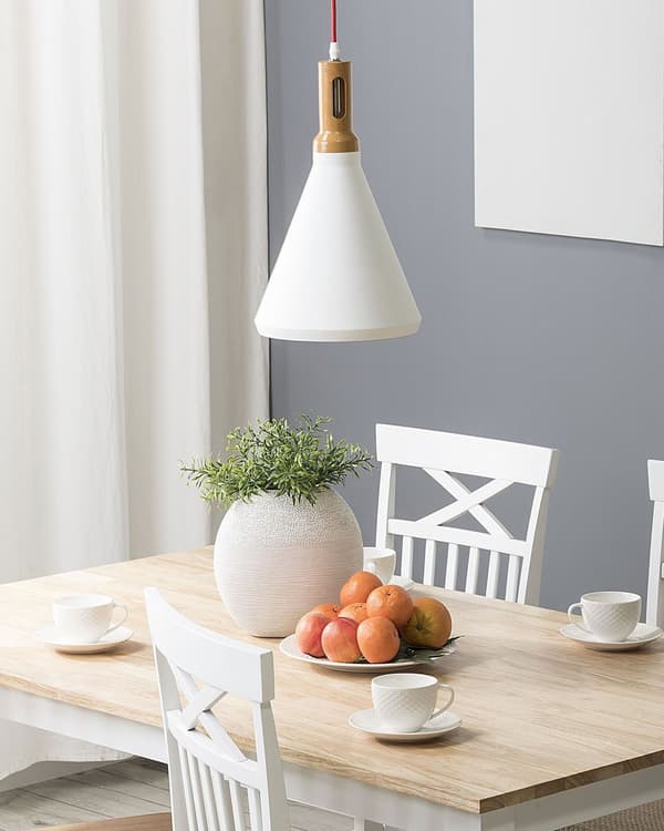 Pendel Lampe Mat Hvid Guld Aluminium ø 24 x 189 cm Dekorativ Hængelampe med Kegle formet Lampeskærm Industriel Spisebordslampe Moderne Køkken