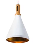 Miniatyrbillede 1 af 8: Pendel Lampe Mat Hvid Guld Aluminium ø 24 x 189 cm Dekorativ Hængelampe med Kegle formet Lampeskærm Industriel Spisebordslampe Moderne Køkken