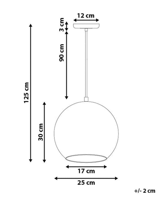 Pendel Lampe Kobber Blank Glas 125 x 25 cm Rund Højglans Globus Form 1 Lys Moderne Køkken Stue Indretning Tilbehør Design Spisebord Sofabord