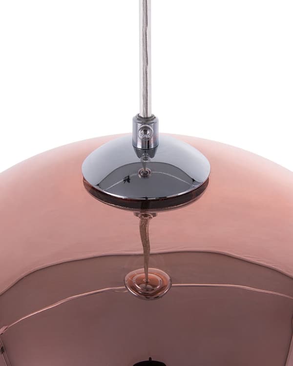 Pendel Lampe Kobber Blank Glas 125 x 25 cm Rund Højglans Globus Form 1 Lys Moderne Køkken Stue Indretning Tilbehør Design Spisebord Sofabord