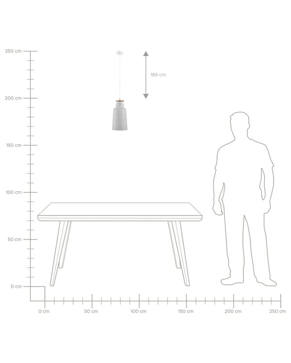 Hængelampe Hvid Mat Aluminium og Lyst Træ 189H cm Cylinder Formet Skærm Perfekt Arbejdslampe med Minimal Vedligeholdelse