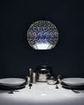 Miniatyrbillede 2 af 8: Pendellampe hængende lys Sølv blankt reflekterende glas Geometrisk Skærm Eklektisk Glamorøst Design