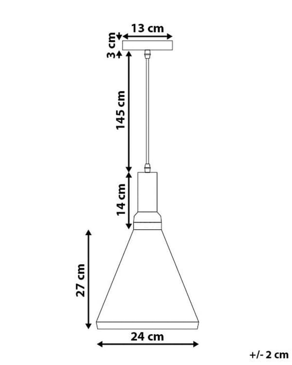Pendel Lampe Mat Sort Guld Aluminium ø 24 x 189 cm Dekorativ Hængelampe med Kegle formet Lampeskærm Industriel Spisebordslampe Moderne Køkken
