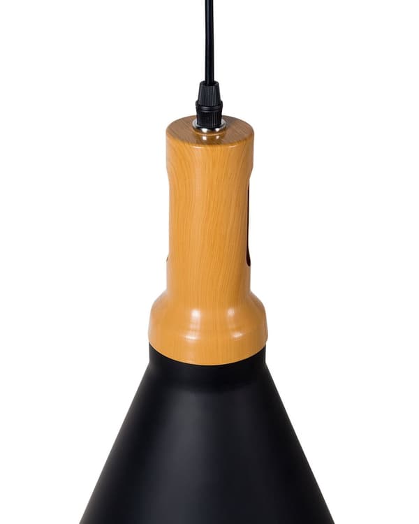 Pendel Lampe Mat Sort Guld Aluminium ø 24 x 189 cm Dekorativ Hængelampe med Kegle formet Lampeskærm Industriel Spisebordslampe Moderne Køkken