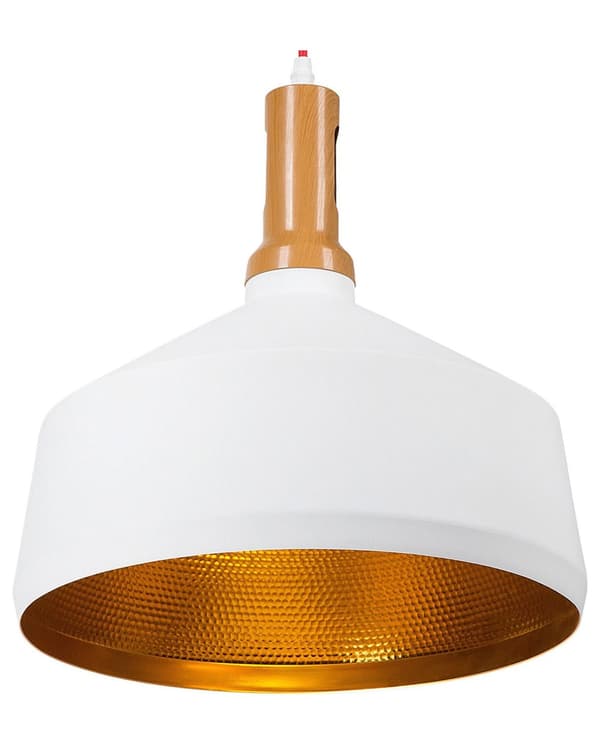 Hængelampe hvid guld metal 179 cm industriel tofarvet lampeskærm mat finish moderne
