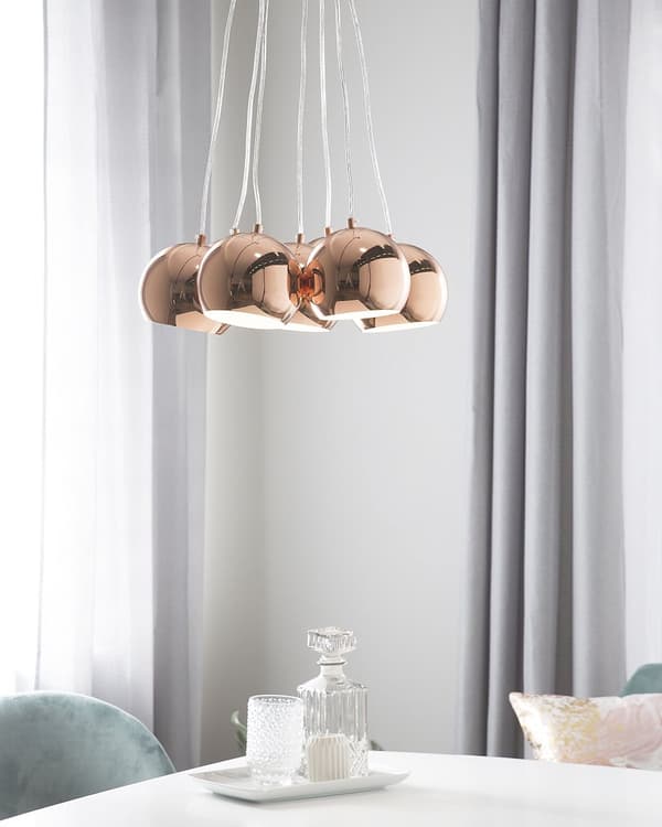 Loftlampe Pendel Kobber Metal 7 Lys Runde Skærme
