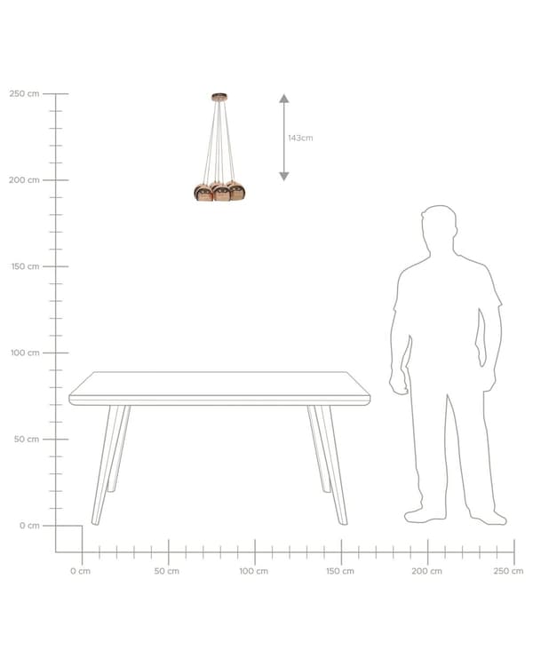 Loftlampe Pendel Kobber Metal 7 Lys Runde Skærme