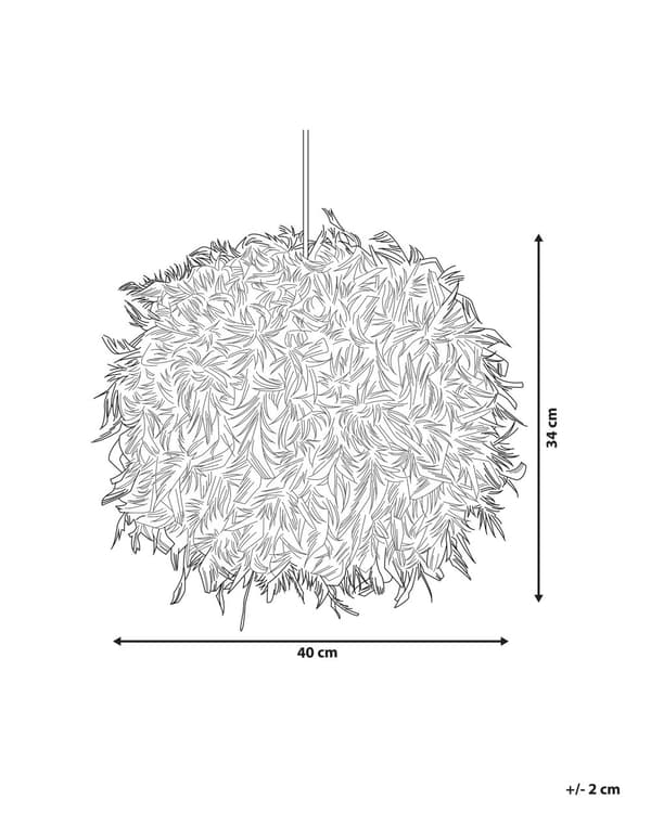 Pendel Lampe Hvid Fjer og Plastik ø 40 x 34 cm Rund Snebold Kugleform Glamourøs Moderne Flot Fluffy Hængelampe Retro Stue Soveværelse Dekor