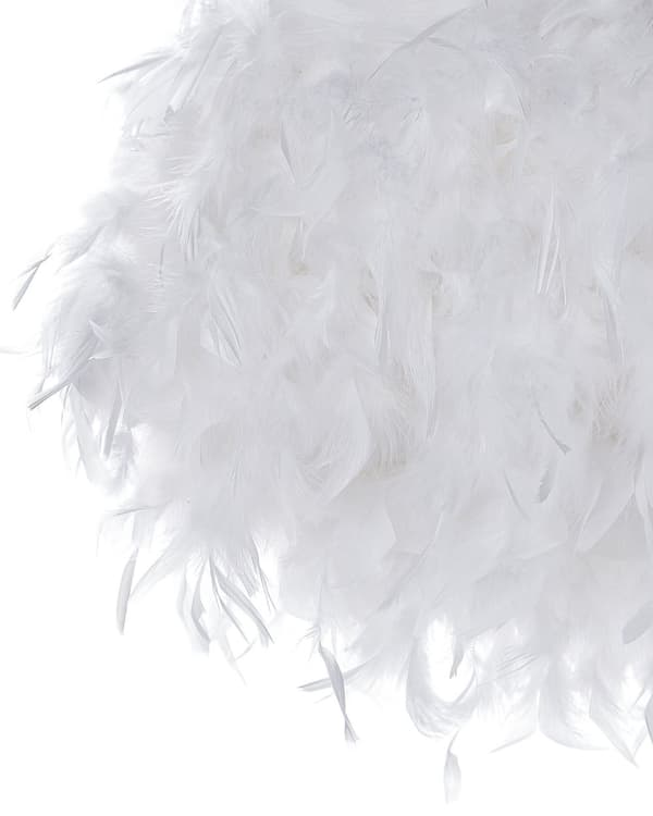 Pendel Lampe Hvid Fjer og Plastik ø 40 x 34 cm Rund Snebold Kugleform Glamourøs Moderne Flot Fluffy Hængelampe Retro Stue Soveværelse Dekor