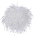 Miniatyrbillede 1 af 6: Pendel Lampe Hvid Fjer og Plastik ø 40 x 34 cm Rund Snebold Kugleform Glamourøs Moderne Flot Fluffy Hængelampe Retro Stue Soveværelse Dekor