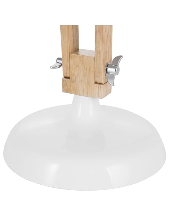 Skrivebordslampe Lyst Træ Hvid Metal Moderne Justerbar Bordlampe med Svingarm Halvrund Skærm Kontorlampe LED til Vindueskarm Skandinavisk