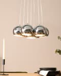 Miniatyrbillede 2 af 8: 7-Hængelampe Klynge Lys Sølv Metal 159H cm Runde Skærme Dekor Beroligende Diffust Lys med Minimal Vedligeholdelse