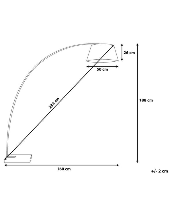 Gulvlampe sort metal 234 cm buet ramme polybomuld trommeskærm marmor base moderne design