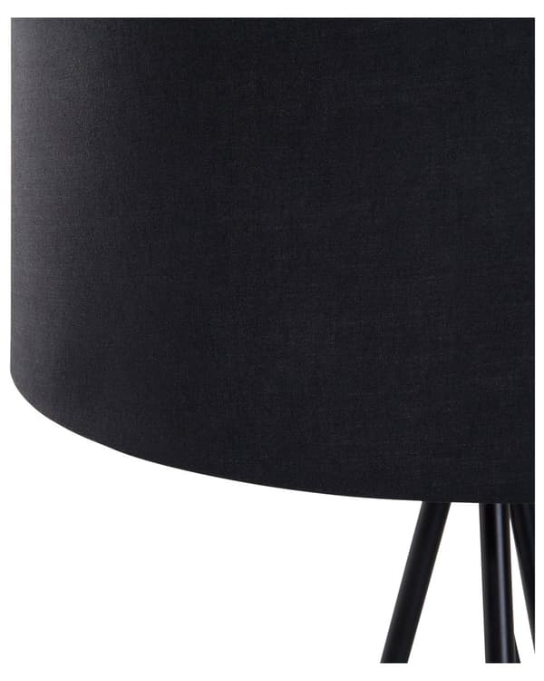 Gulvlampe sort polybomuld og metal stel 149 cm tripod moderne stativ stil tromme formet skærm dekor med nem vedligeholdelse og beroligende lys
