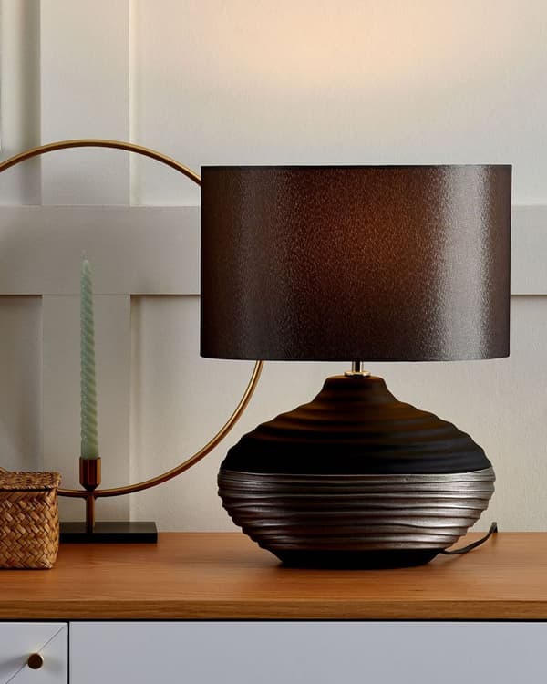 Bordlampe Grå Sølv Porcelæn Silke 34 x 42 cm Dekorativ Sengelampe Cylinderformet Lampeskærm Sengebordslampe til Soveværelse Natbordslamper