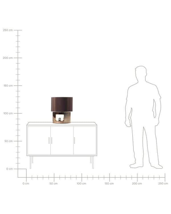 Bordlampe Brun og Guld Porcelæn Keramik 48 x 38 x 38 cm Sengelampe Trommeformet Skærm Dekor Indretning Soveværelse Stue Tilbehør Lys