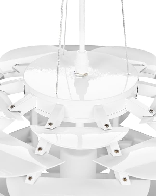 Pendel Lampe Hvid Metal ø 40 cm Dekorativ Hængelampe Kogle Formet Design Beroligende Lys Spisebordslampe Tilbehør Køkken Retro