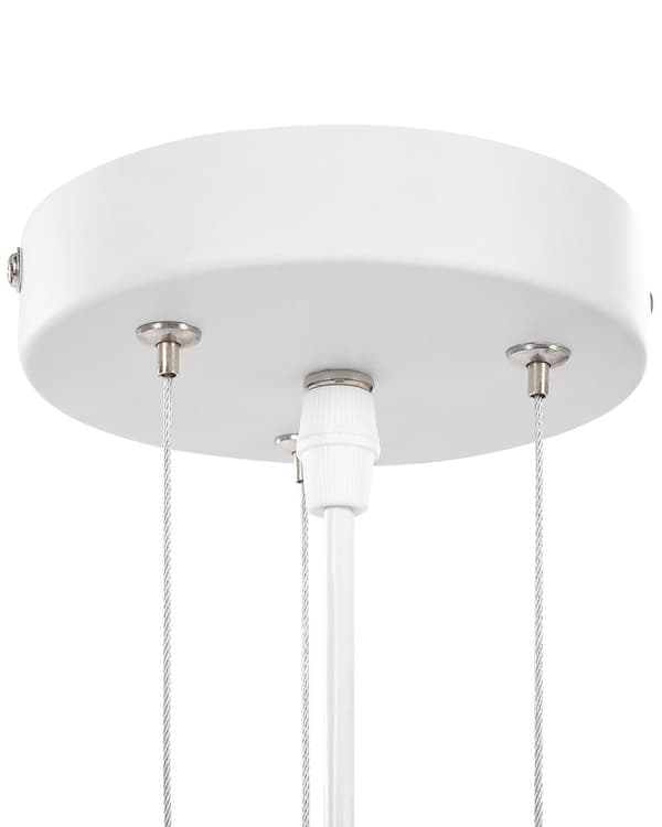 Pendel Lampe Hvid Metal ø 40 cm Dekorativ Hængelampe Kogle Formet Design Beroligende Lys Spisebordslampe Tilbehør Køkken Retro