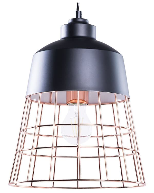 Pendel Lampe Sort Kobber Metal ø 26 x 119 cm Dekorativ Hængelampe med Klokkeformet Lampeskærm Spisebordslampe til Køkken og Stue Inspiration