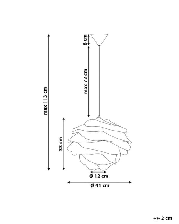 Pendel Lampe Hvid Plastik ø 41 x 113 cm Dekorativ Rund Hængelampe Blomst Mønster Skærm Loftlampe over Spisebord Stue Spisebordslampe Tilbehør
