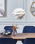 Miniatyrbillede 4 af 9: Pendel Lampe Hvid Plastik ø 41 x 113 cm Dekorativ Rund Hængelampe Blomst Mønster Skærm Loftlampe over Spisebord Stue Spisebordslampe Tilbehør