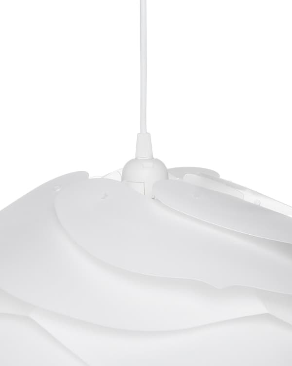Pendel Lampe Hvid Plastik ø 41 x 113 cm Dekorativ Rund Hængelampe Blomst Mønster Skærm Loftlampe over Spisebord Stue Spisebordslampe Tilbehør