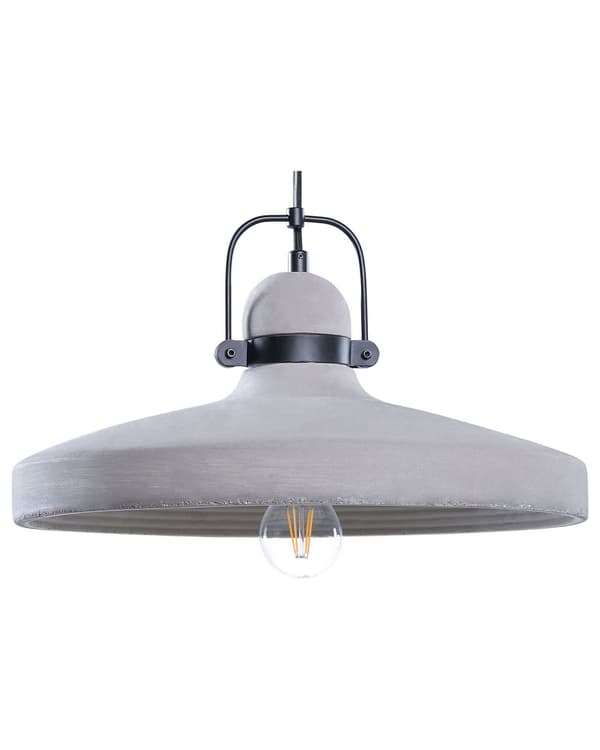Pendel Lampe Grå beton 116 cm Rund Flad Hængelampe Industriel Look Stue Tilbehør Spisebordslampe over Spisebord Køkken