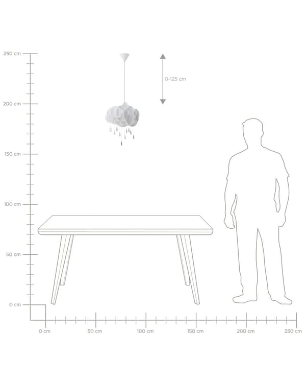 Pendel Hvid Syntetisk Materiale Akrylglas 182 x 35 cm Rund Sky Formet med Krystal Regndråber Børneværelse Indretning Hyggelig Dekor Tilbehør
