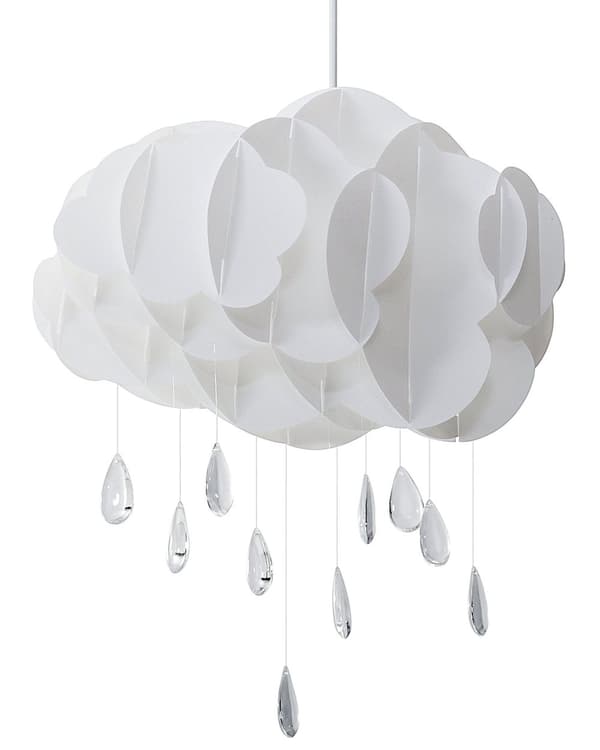 Pendel Hvid Syntetisk Materiale Akrylglas 182 x 35 cm Rund Sky Formet med Krystal Regndråber Børneværelse Indretning Hyggelig Dekor Tilbehør