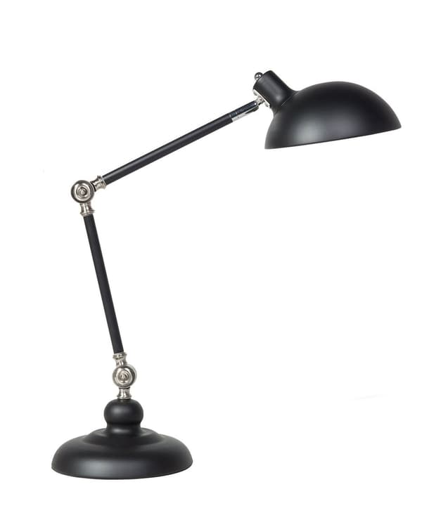 Skrivebordslampe Sort og Sølv Metal 80 x 19 x 19 cm Justerbar Arm med Halvrund Skærm Sengebord Indretning Beroligende Lys