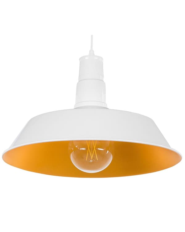 Hvid Metal Loftslampe 173 cm med en Skinnende Industriel Stil