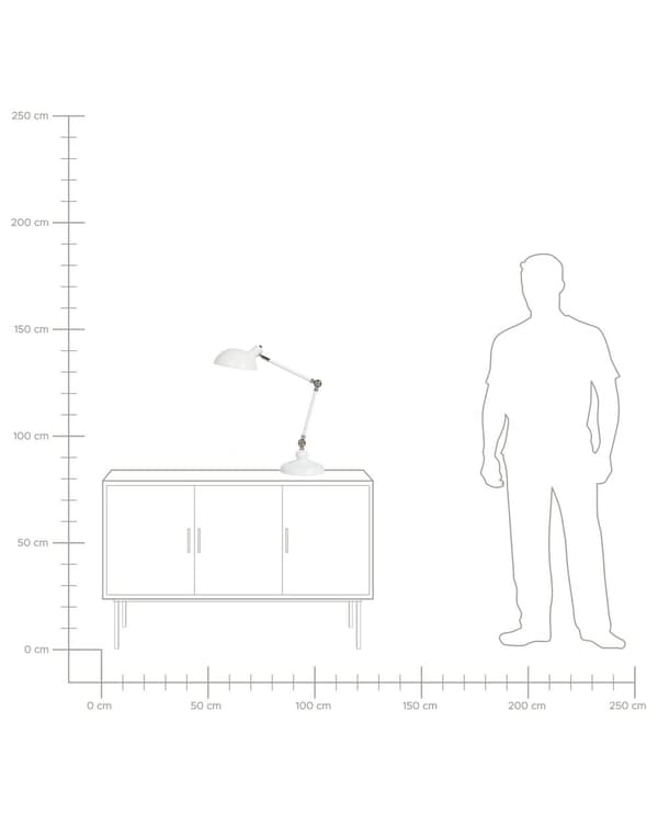 Skrivebordslampe Hvid og Sølv Metal 80 x 19 x 19 cm Justerbar Arm med Skåleform Skærm Sengebord Indretning Beroligende Lys