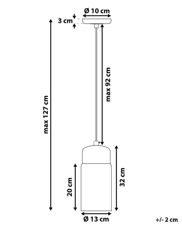 Pendel Lampe Sort Stål og Glas ø 13 x 127 cm Hængelampe Cylinderformet Lampeskærm Transparent Design Spisebordslampe til Køkken over Spisebord