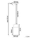 Miniatyrbillede 3 af 8: Pendel Lampe Sort Stål og Glas ø 13 x 127 cm Hængelampe Cylinderformet Lampeskærm Transparent Design Spisebordslampe til Køkken over Spisebord